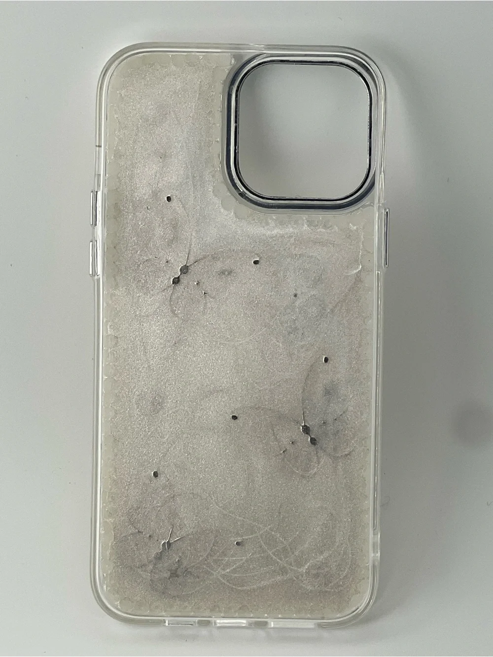 Stylish Pearl Butterfly Phone 13 pro max Case - White
